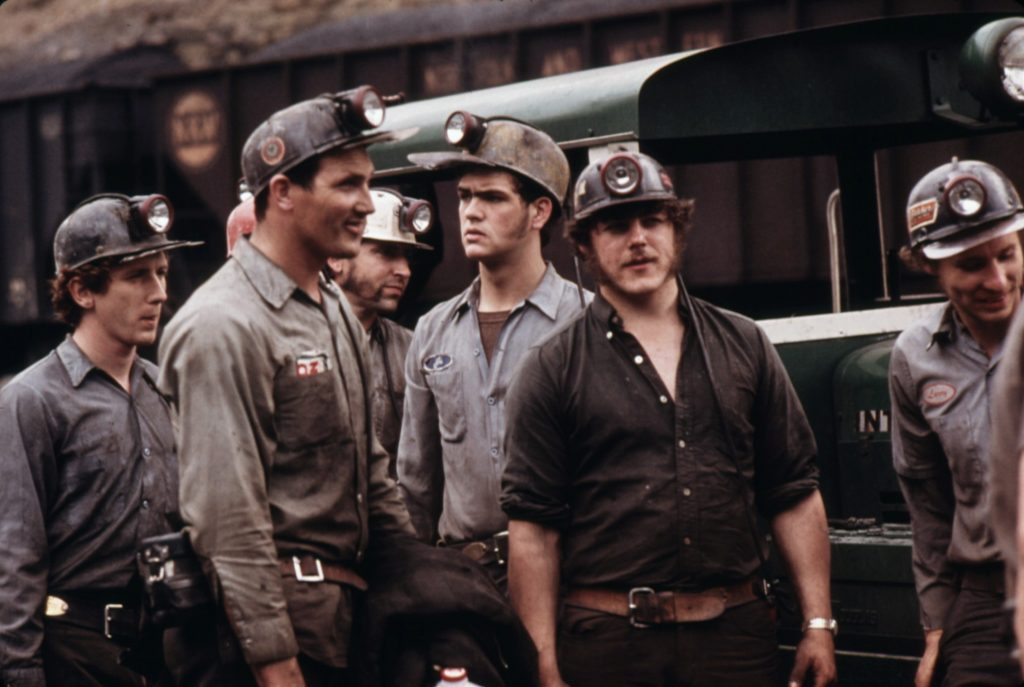 Miners at the Virginia-Pocahontas Coal Company Mine in 1974 waiting to go to work on the 4 pm to midnight shift. (Photo: Jack Corn)
